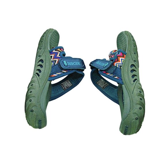 Skechers Womens Navy Blue Reggae Zig Swag Multicolor Strap Flip Flop Sandal Sz 7 - Picture 6 of 11